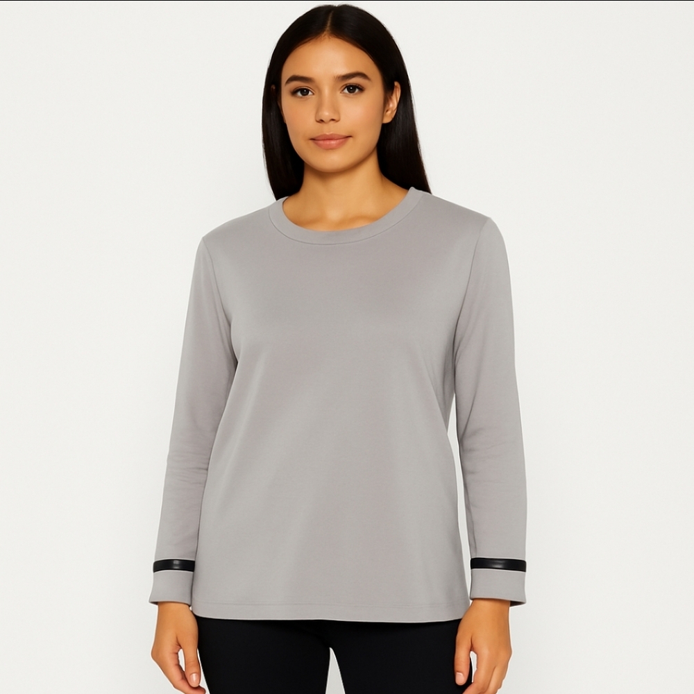 Oscar de la Renta Gray Fleece Sweatshirt Womens Sz Med